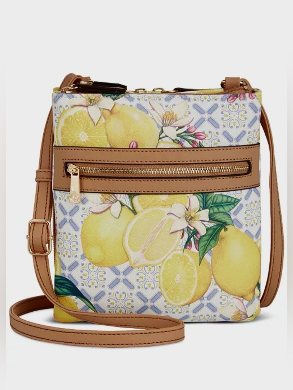 NEW Giani Bernini Lemon Print Dasher Crossbody Bag Purse Gold Tone Exterior